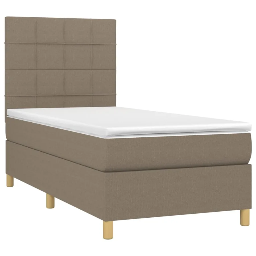 Sommier à lattes de lit et matelas et LED Taupe 90x190 cm Tissu - 3