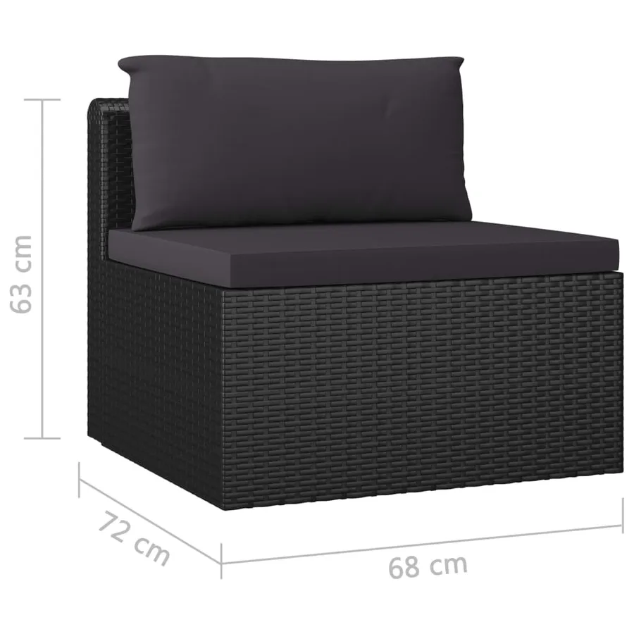 Salon de jardin 7 pcs avec coussins Résine tressée Noir - 11