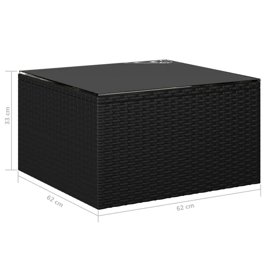 Salon de jardin 7 pcs avec coussins Résine tressée Noir - 12