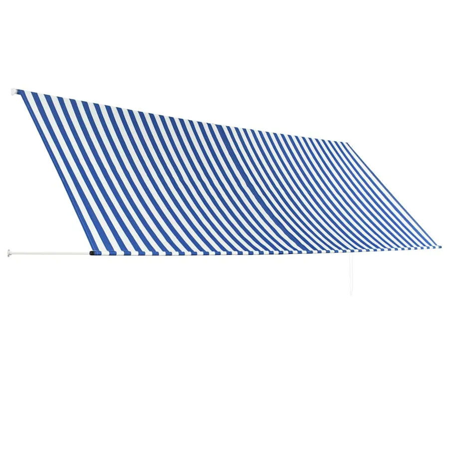 Auvent rétractable 400x150 cm Bleu et blanc - 3
