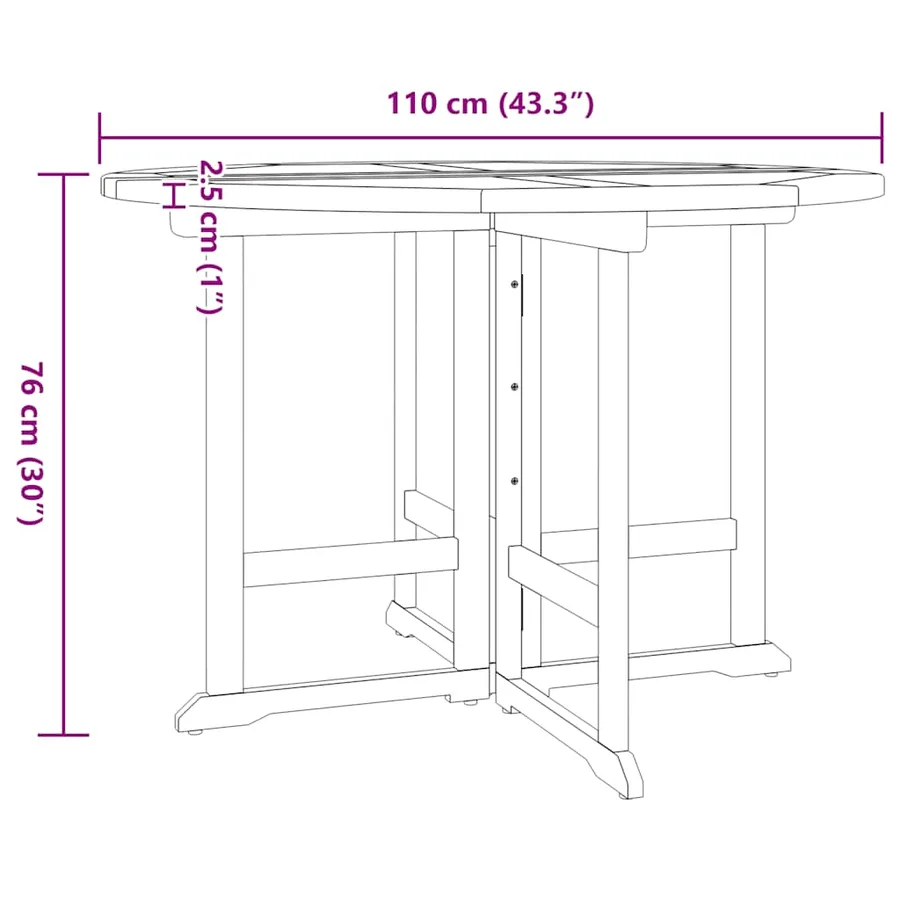 Mobilier à dîner d'extérieur pliable 5 pcs Bois solide de teck - 12