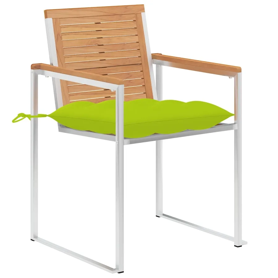 Chaises de jardin lot de 8 avec coussins Bois de teck massif - 2