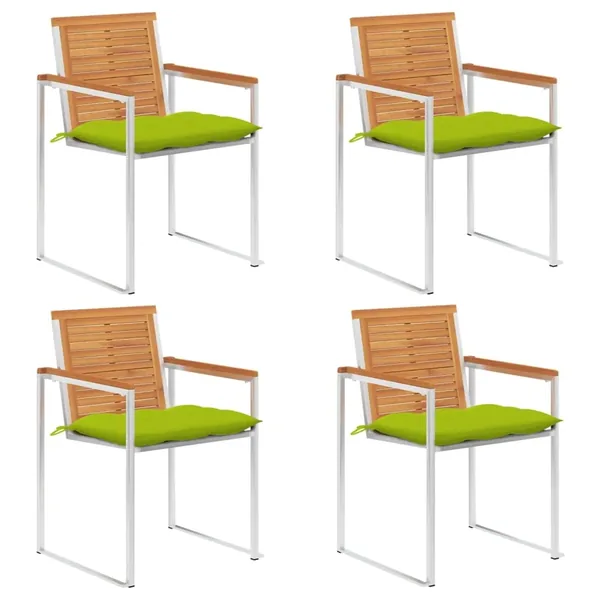 Chaises de jardin lot de 4 avec coussins Bois d'acacia massif