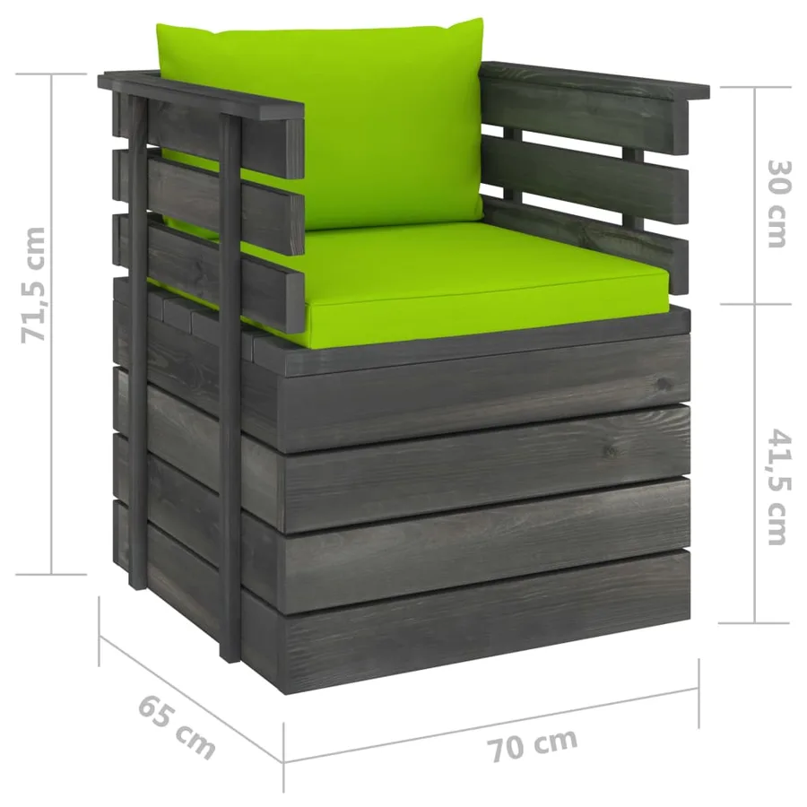 Fauteuil de jardin avec coussins Bois de pin - 7