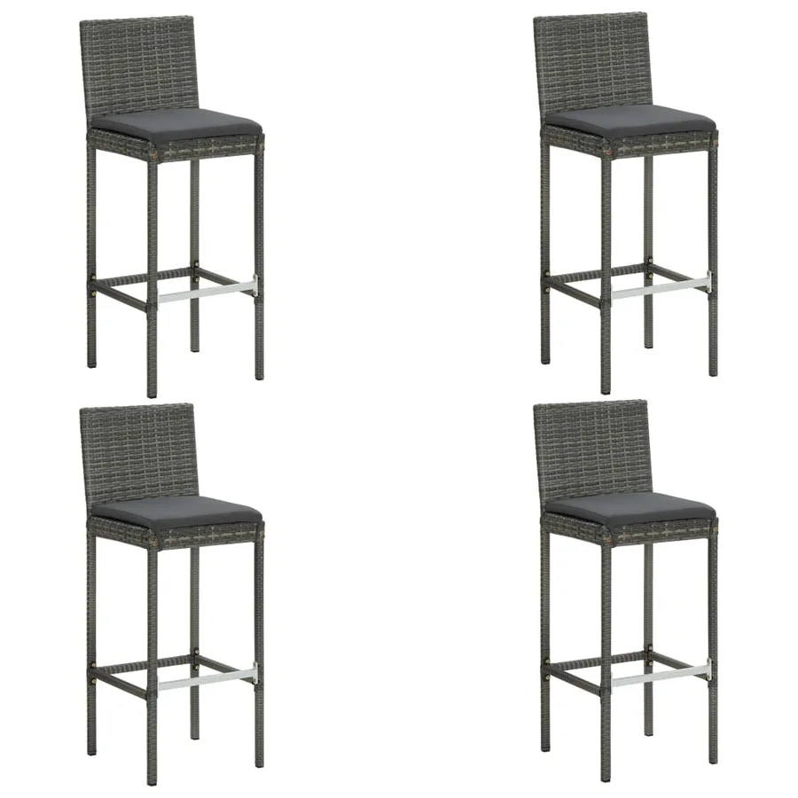 Ensemble de bar de jardin 5 pcs et coussins Résine tressée Gris - 6
