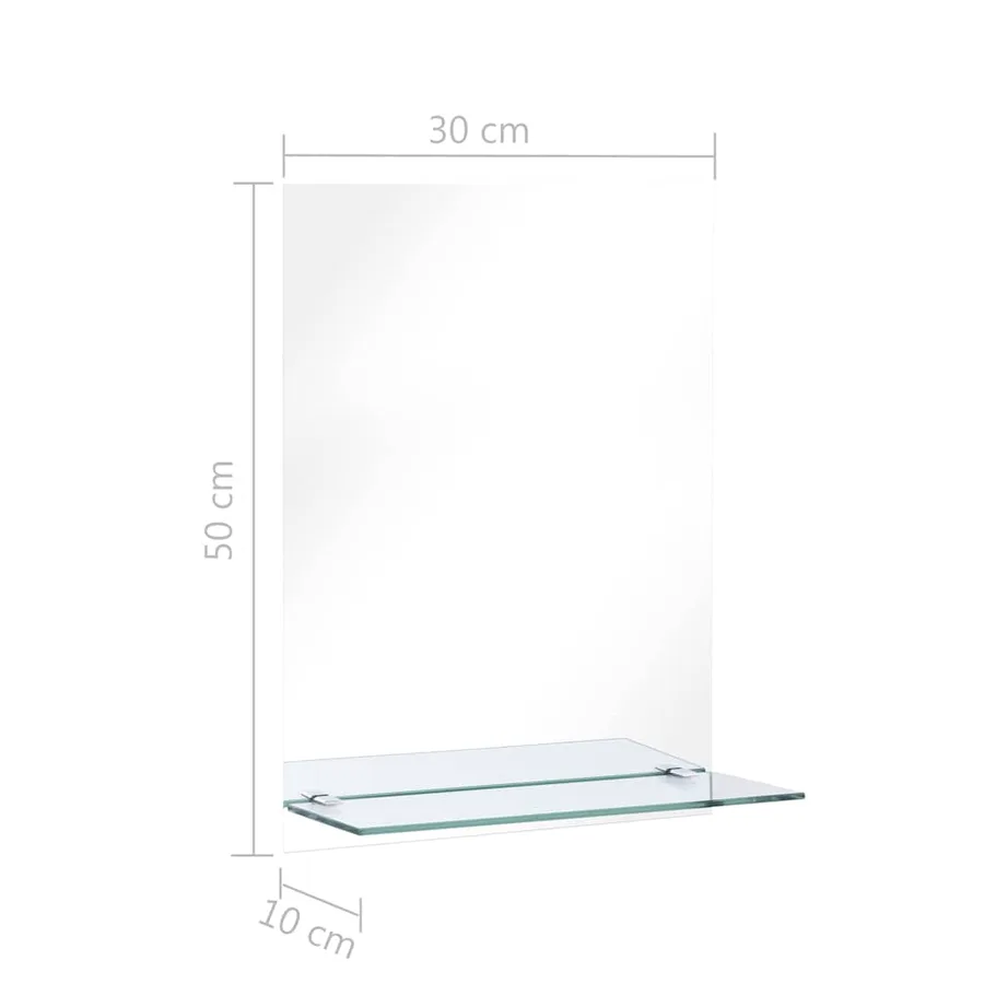 Miroir mural avec étagère 30x50 cm Verre trempé - 6