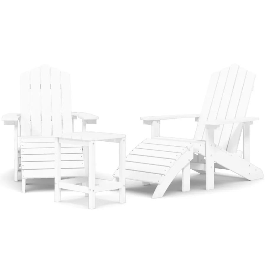 Chaises de jardin Adirondack repose-pied table PEHD Blanc - 2