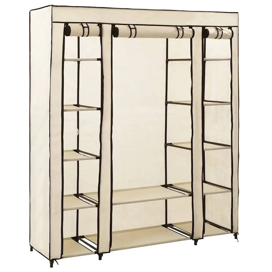 Armoire avec compartiments et tiges Crème 150x45x176 cm Tissu - 2