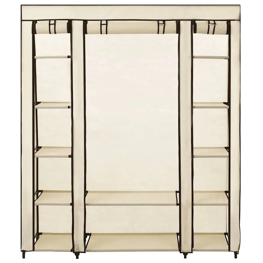 Armoire avec compartiments et tiges Crème 150x45x176 cm Tissu - 4