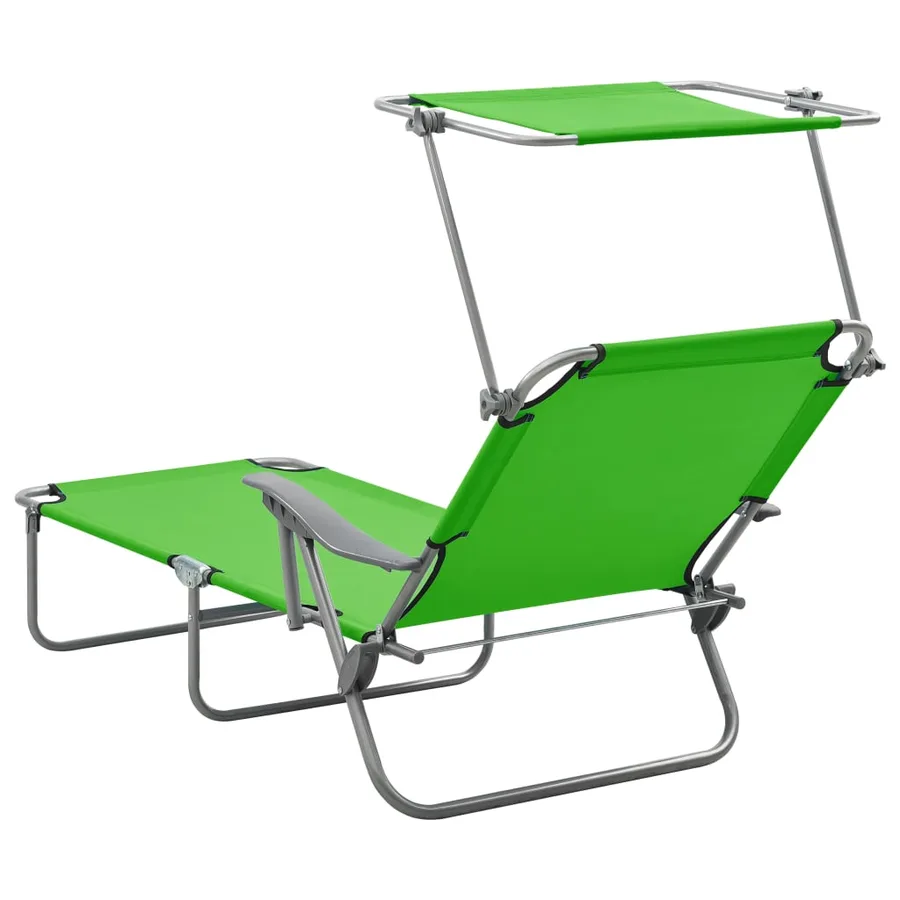 Chaise longue avec auvent Acier Gris - 12