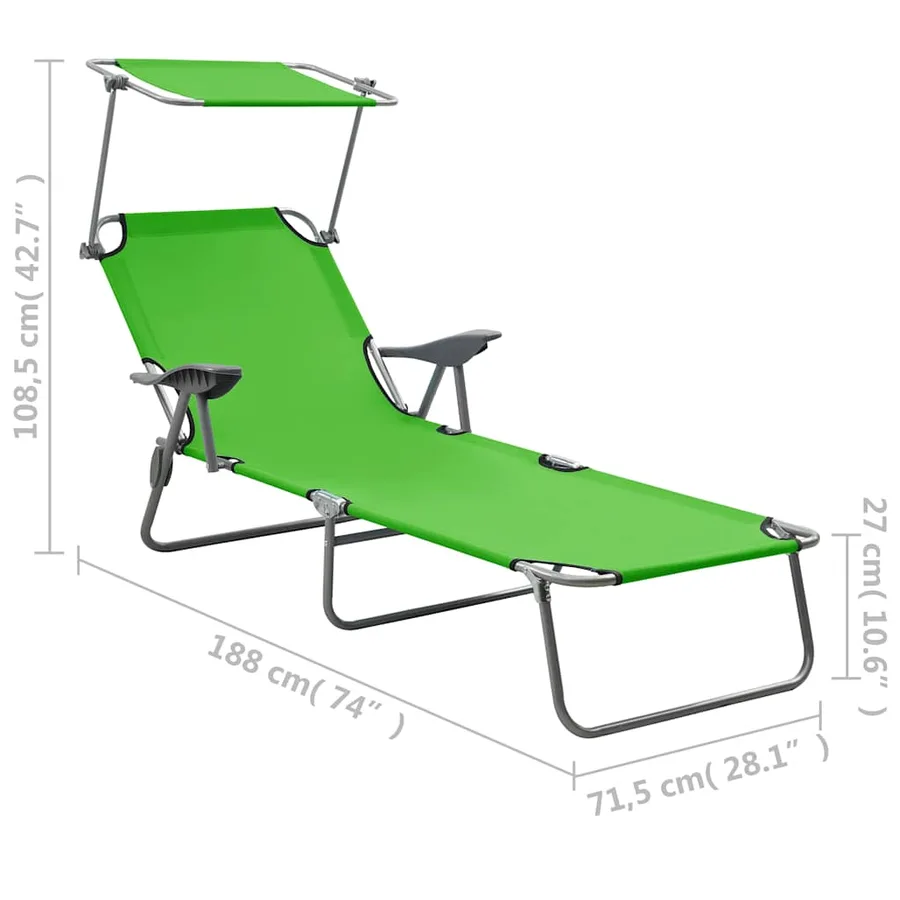 Chaise longue avec auvent Acier Gris - 16