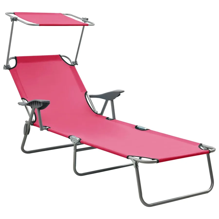 Chaise longue avec auvent Acier Gris - 17