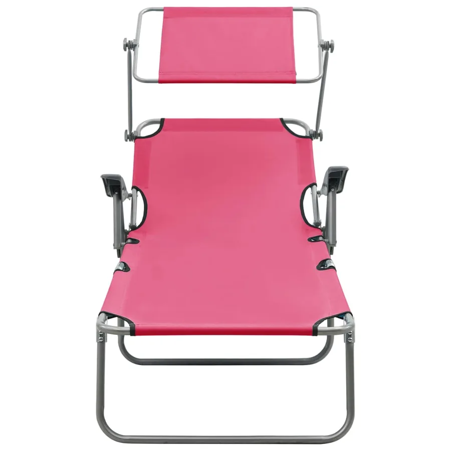 Chaise longue avec auvent Acier Gris - 18