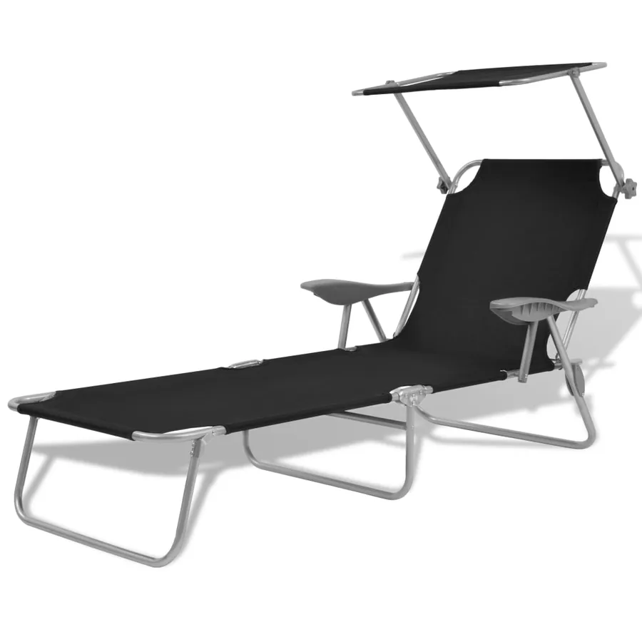 Chaise longue avec auvent Acier Gris - 25