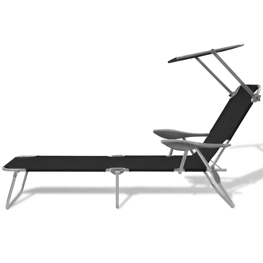 Chaise longue avec auvent Acier Gris - 26