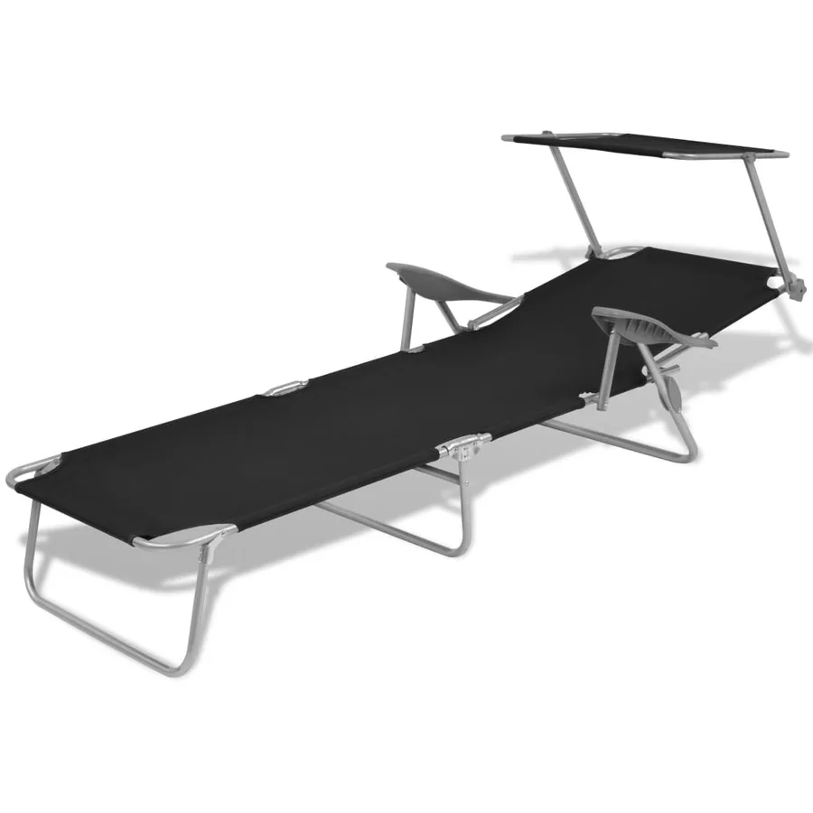 Chaise longue avec auvent Acier Gris - 27
