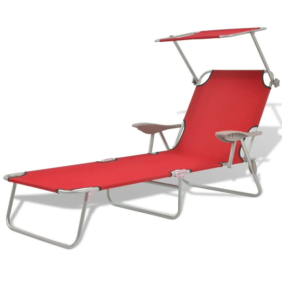 Chaise longue avec auvent Acier Gris - 33