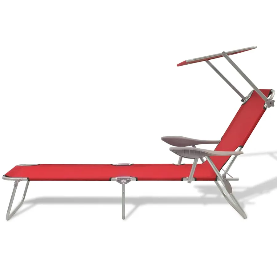 Chaise longue avec auvent Acier Gris - 34