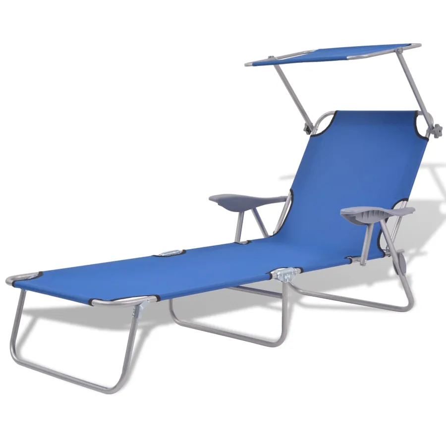 Chaise longue avec auvent Acier Gris - 40