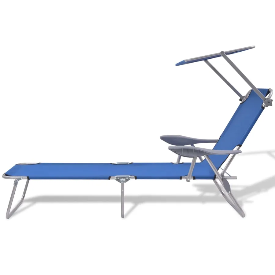 Chaise longue avec auvent Acier Gris - 41