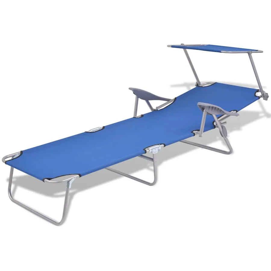 Chaise longue avec auvent Acier Gris - 42