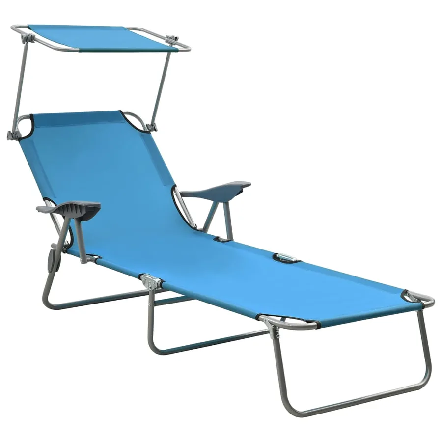 Chaise longue avec auvent Acier Gris - 47