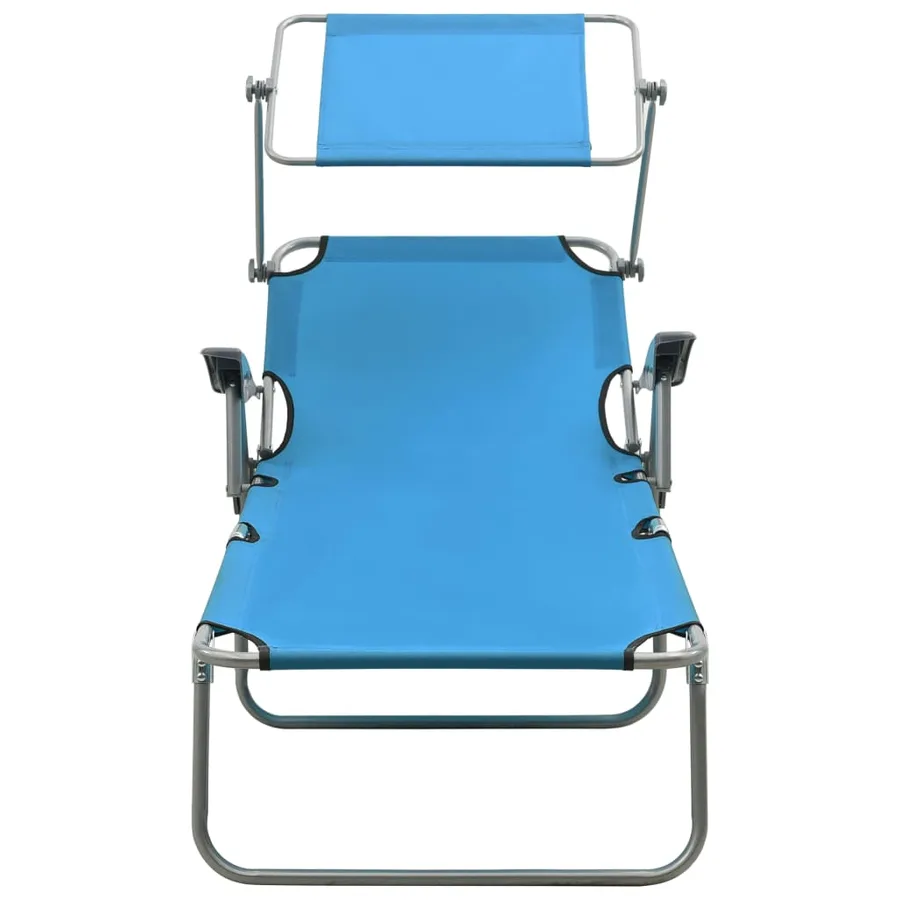 Chaise longue avec auvent Acier Gris - 48