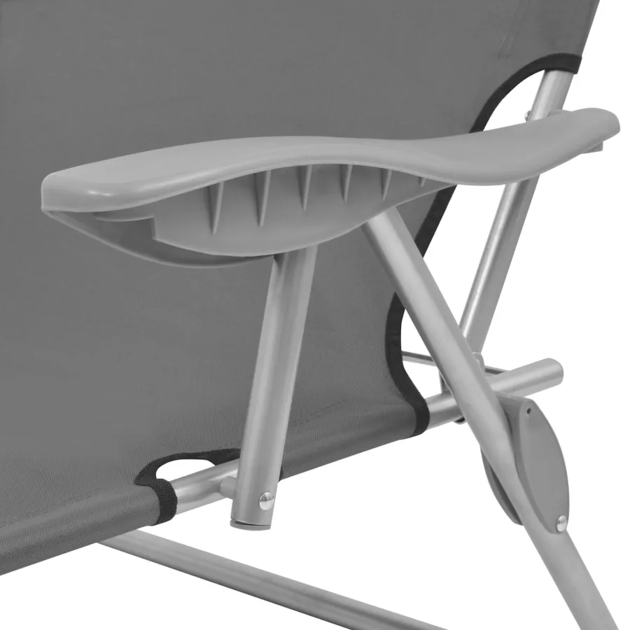 Chaise longue avec auvent Acier Gris - 5