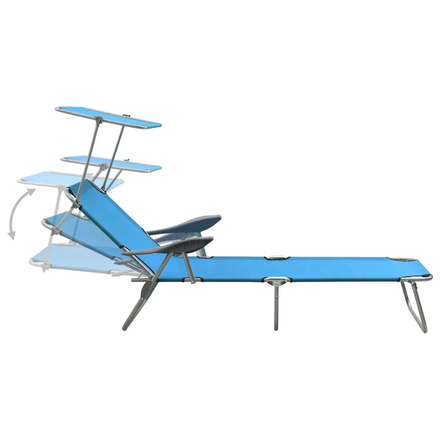 Chaise longue avec auvent Acier Gris - 50