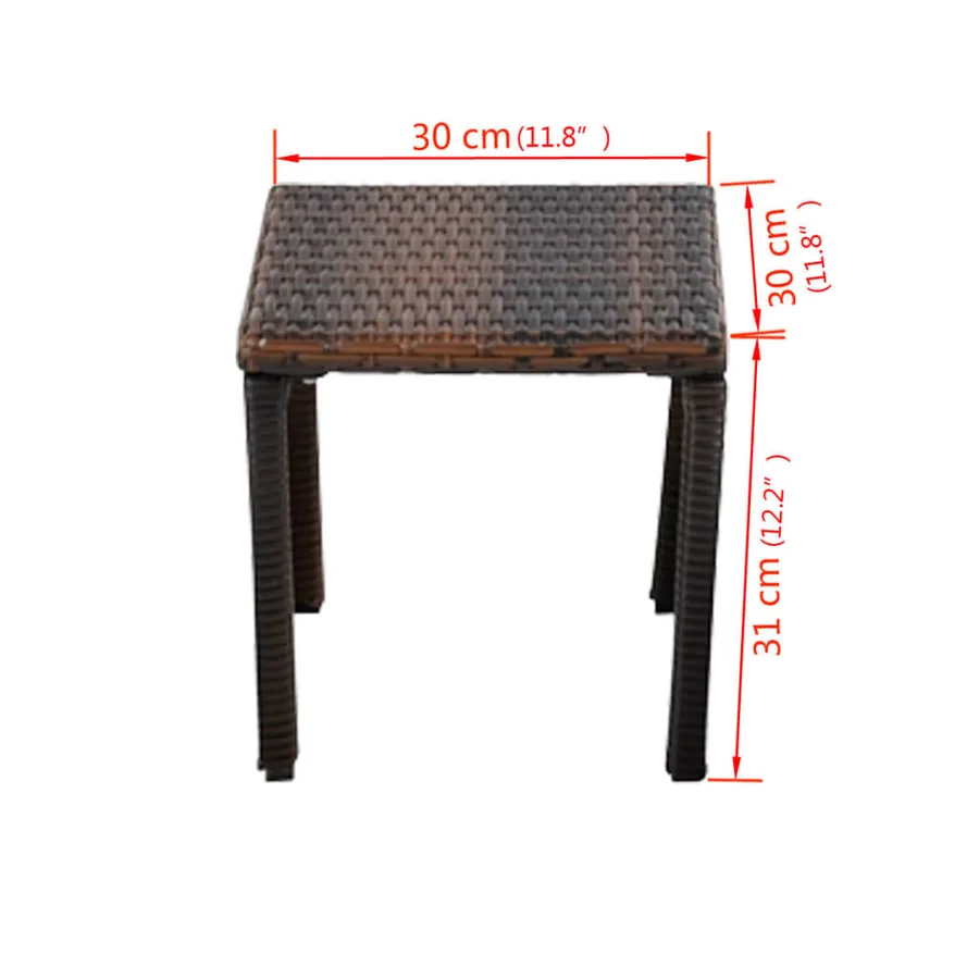 Chaises longues avec table Résine tressée Marron - 8