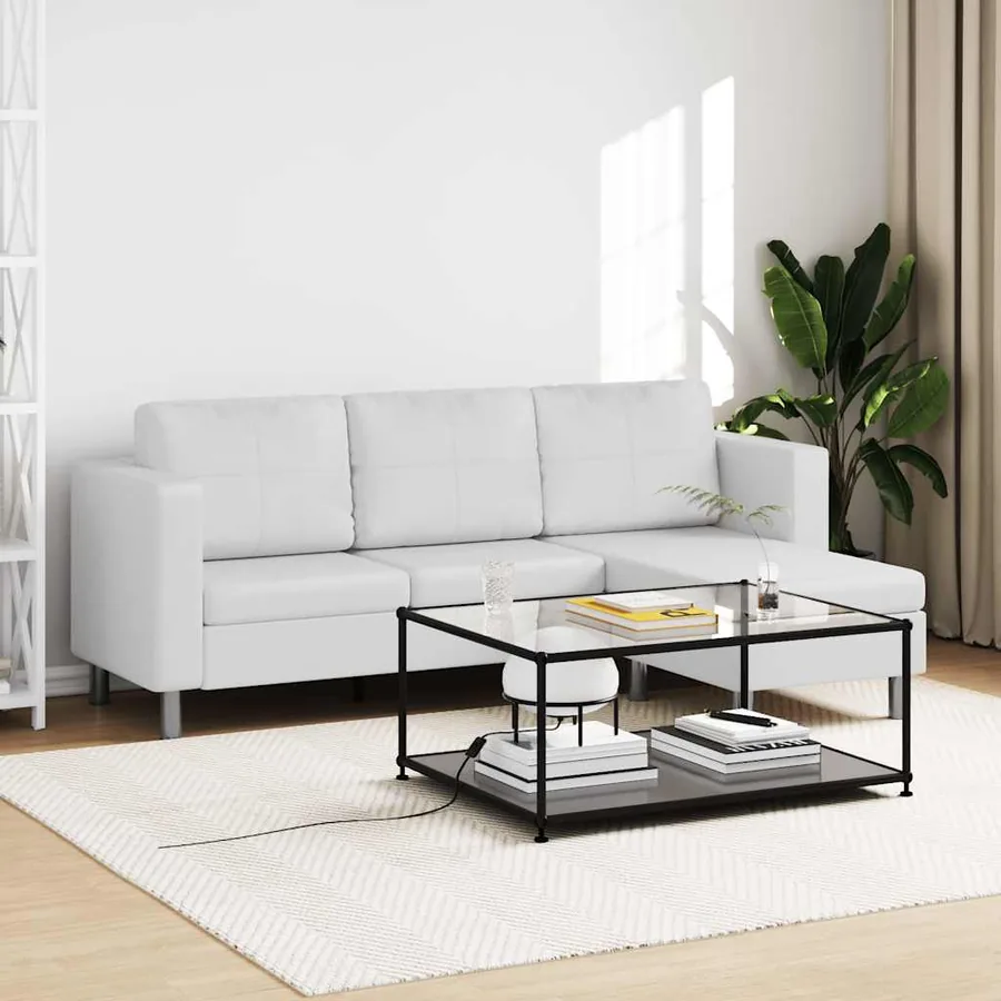 Canapé sectionnel à 3 places cuir synthétique blanc