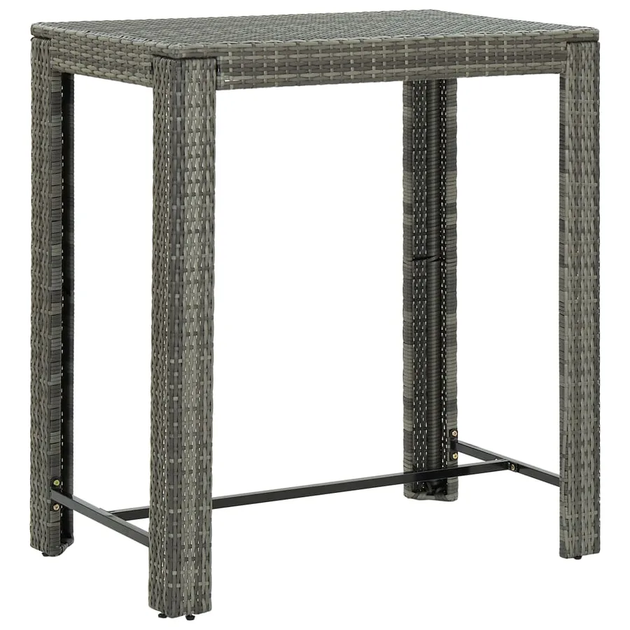 Ensemble de bar d'extérieur 7 pcs coussins Résine tressée Gris - 7