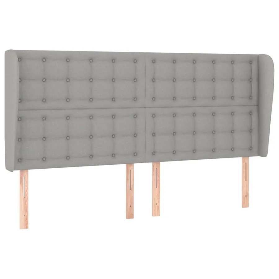 Tête de lit avec oreilles Gris clair 203x23x118/128 cm Tissu - 2