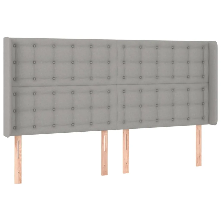 Tête de lit avec oreilles Gris clair 203x16x118/128 cm Tissu - 2