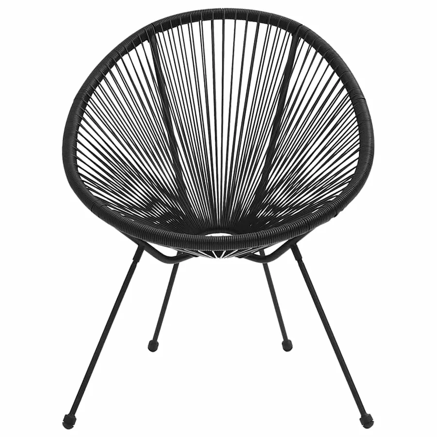 Chaises de jardin en forme de lune lot de 2 Rotin Noir - 3