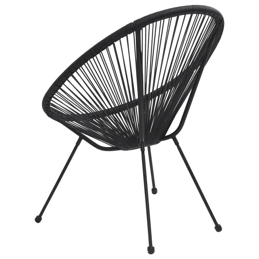 Chaises de jardin en forme de lune lot de 2 Rotin Noir - 4