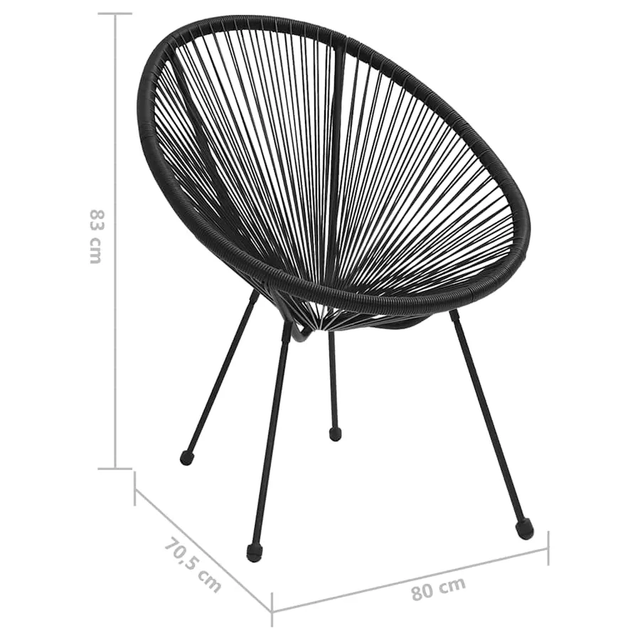 Chaises de jardin en forme de lune lot de 2 Rotin Noir - 7