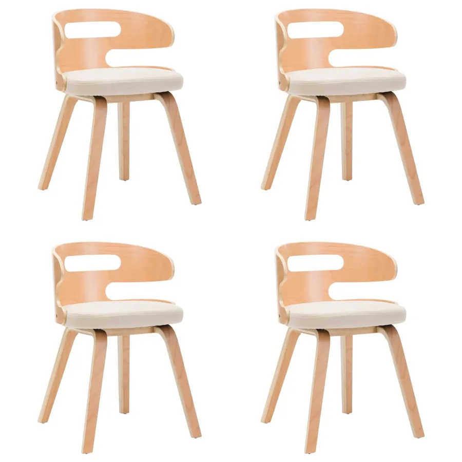 Chaises à manger lot de 4 crème bois courbé et similicuir - 2