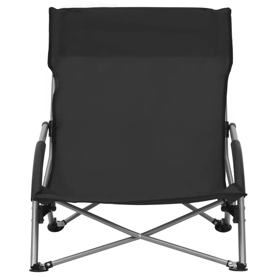 Chaises de plage pliables lot de 2 Noir Tissu - 3