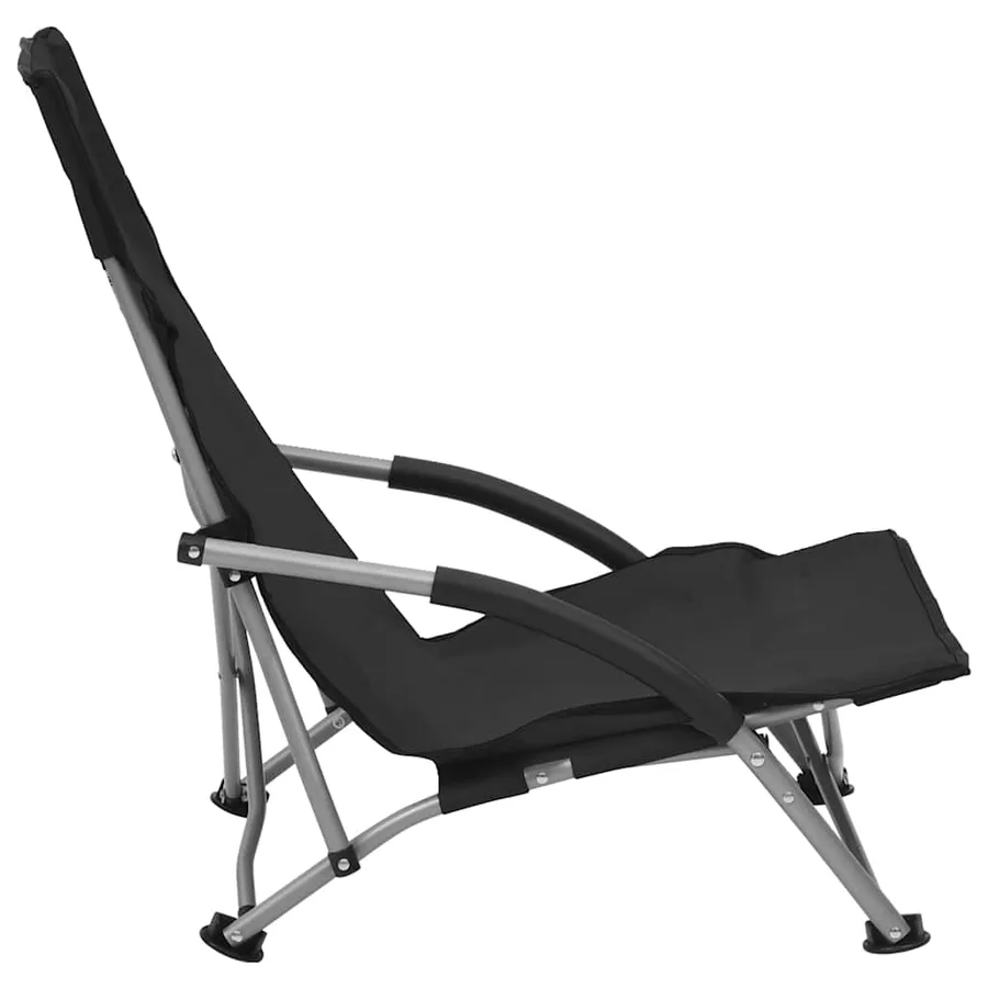 Chaises de plage pliables lot de 2 Noir Tissu - 4