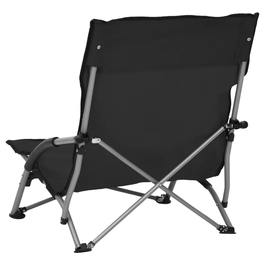 Chaises de plage pliables lot de 2 Noir Tissu - 5