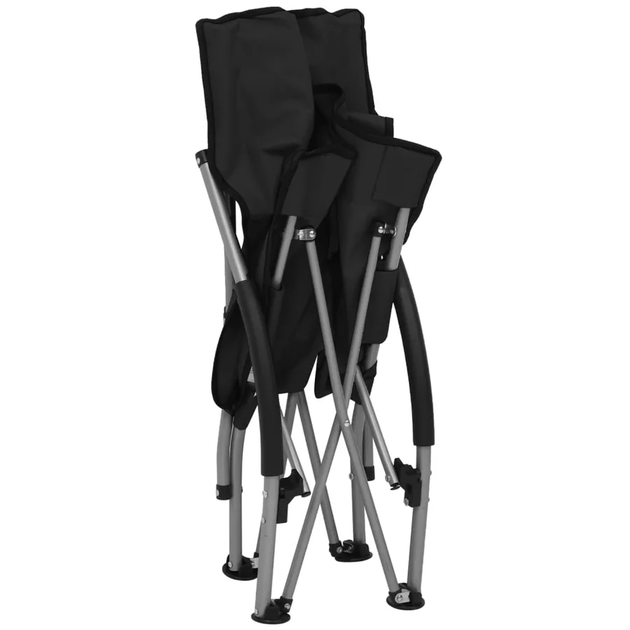 Chaises de plage pliables lot de 2 Noir Tissu - 6