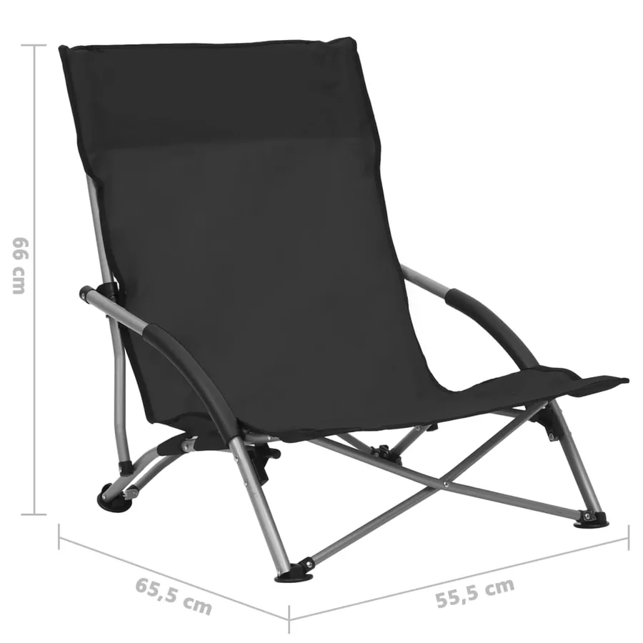 Chaises de plage pliables lot de 2 Noir Tissu - 8