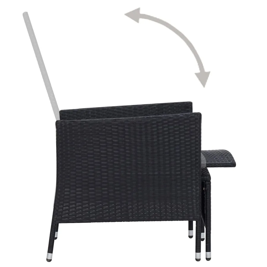 Salon de jardin 2 pcs avec coussins Résine tressée Noir - 6