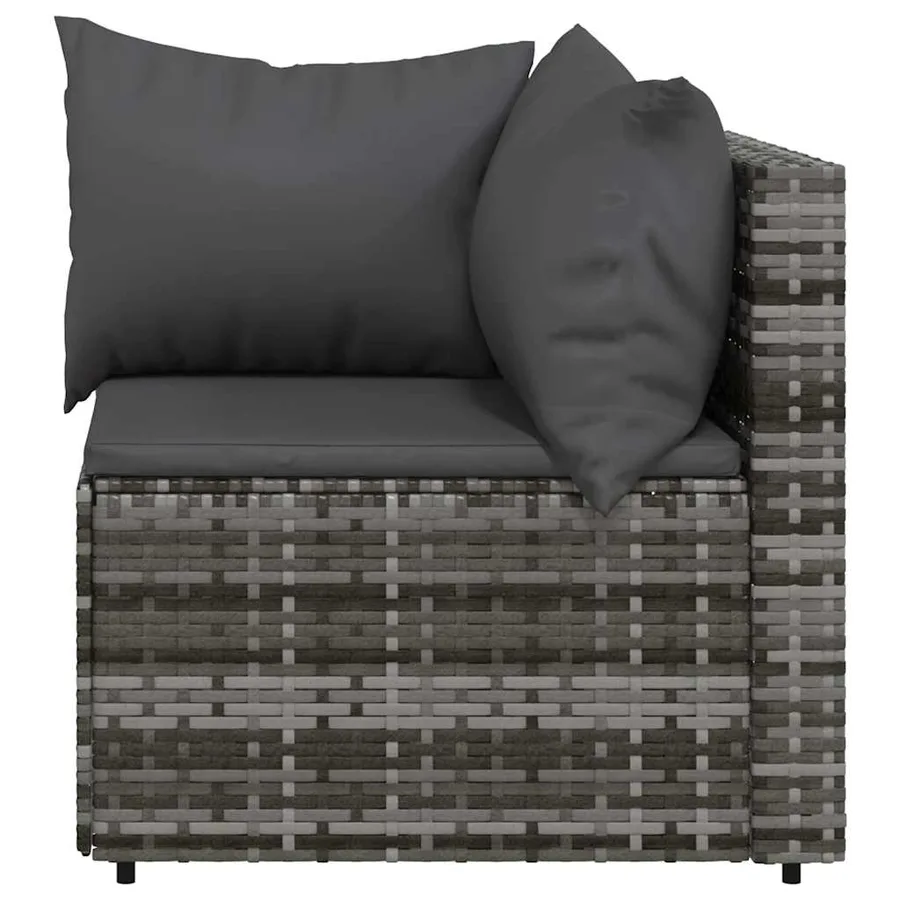 Salon de jardin 3 pcs avec coussins Gris Résine tressée - 7