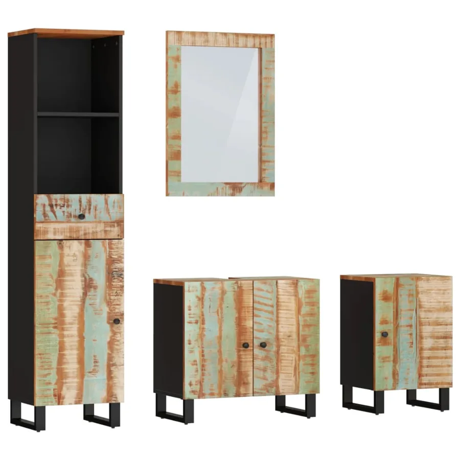Ensemble de meubles de salle de bain 4 pcs bois massif récupéré - 2