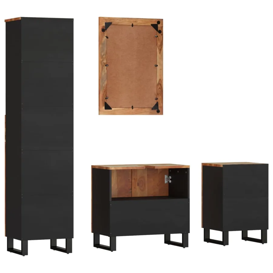Ensemble de meubles de salle de bain 4 pcs bois massif récupéré - 4