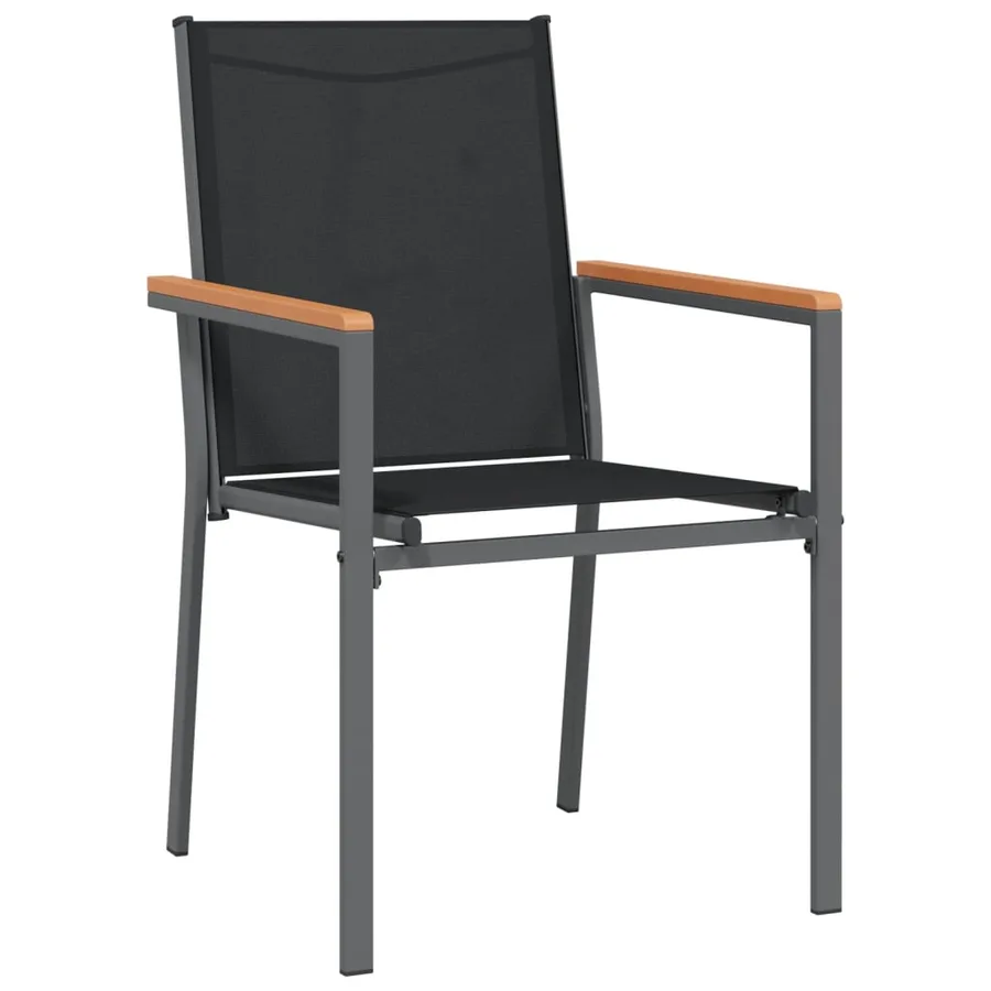 Ensemble à manger de jardin 9 pcs noir textilène et acier - 5