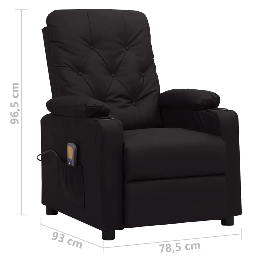 Fauteuil de massage Noir Similicuir - 8