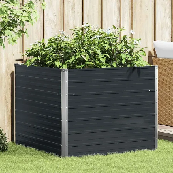 Jardinière surélevée Anthracite 100x100x77 cm Acier galvanisé